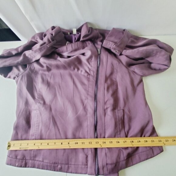 EE by Etcetera Purple Moto Jacket Size 14 Zip Lyocell Tencel Lined Topper - Picture 10 of 15